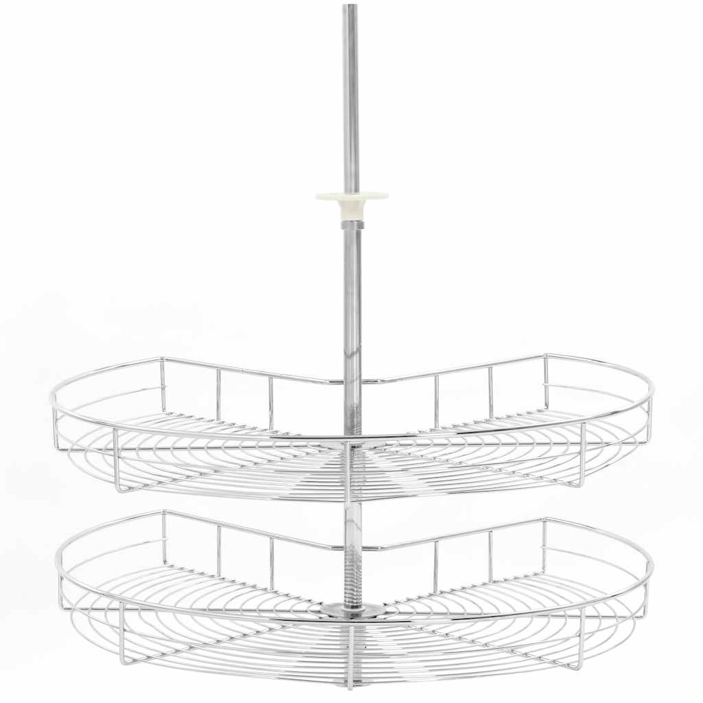 Vidaxx Drahtkorb Küche 2-lagig 270 Grad 71 x 71 x 80 cm Silberfarbe