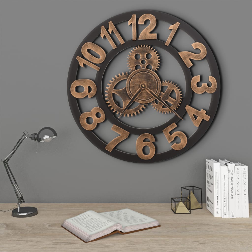VidaXL Wanduhr 58 cm Metall Goldfarben und Schwarz