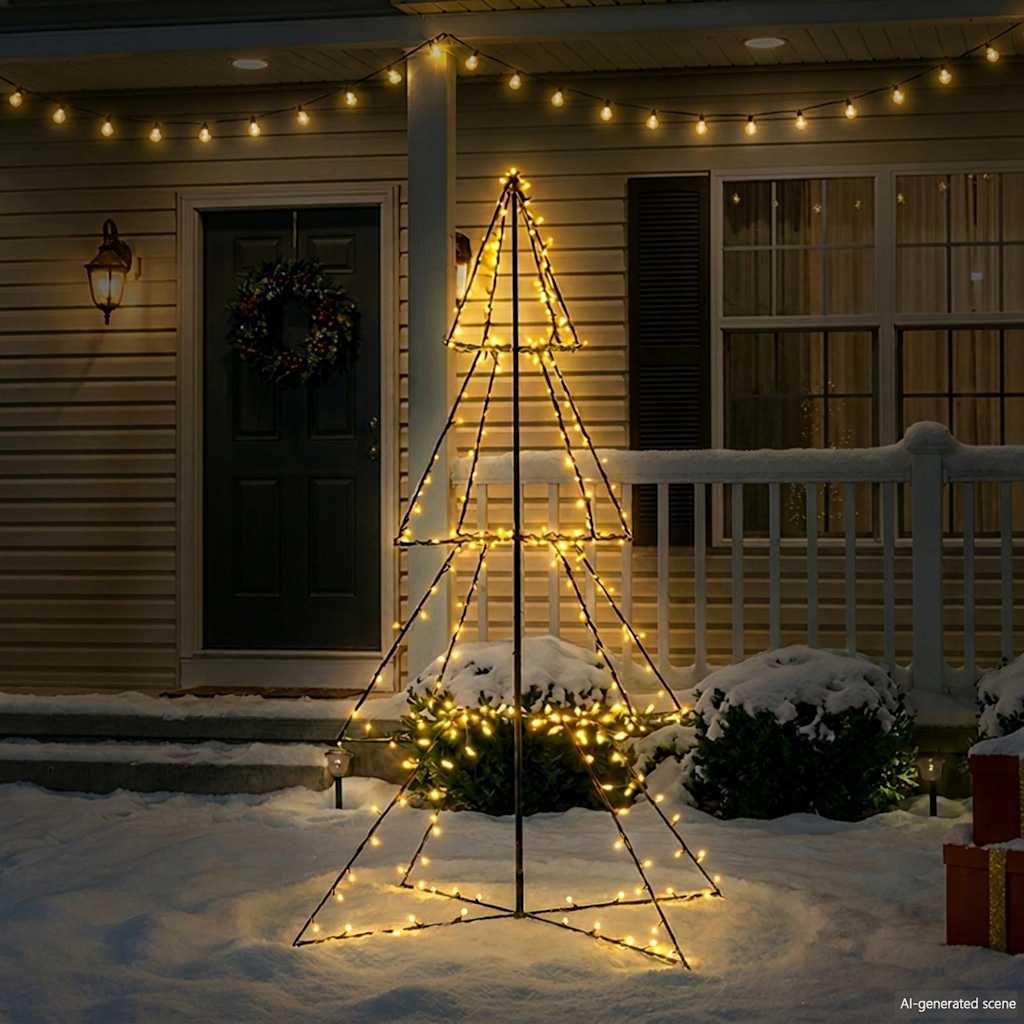 VidaXL Kegel-Weihnachtsbaum, 240 LEDs, für drinnen und draußen, 115 x 150 cm