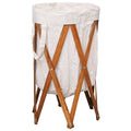 VidaXL Faltbarer Wäschekorb aus Holz und Stoff, Creme