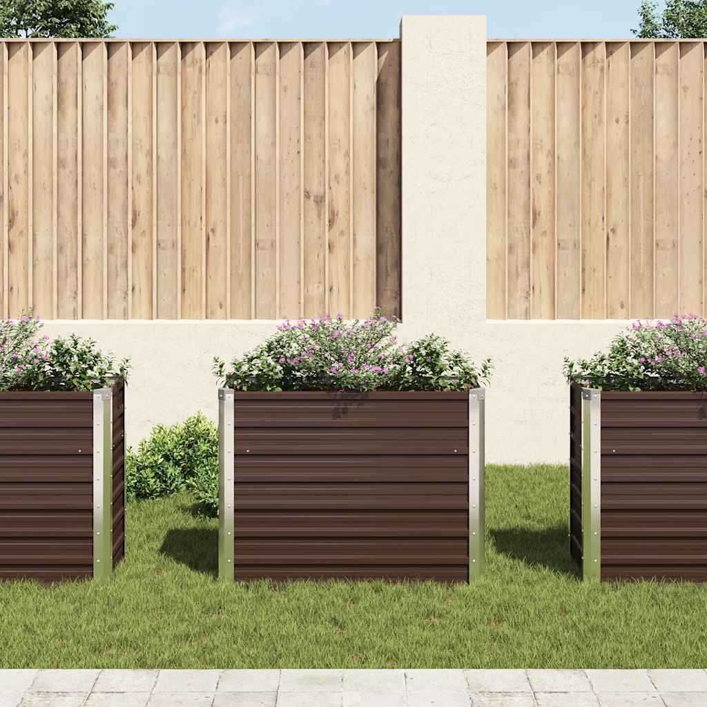 Vidaxl plantenbak verhoogd 100x40x77 cm gegalvaniseerd staal bruin