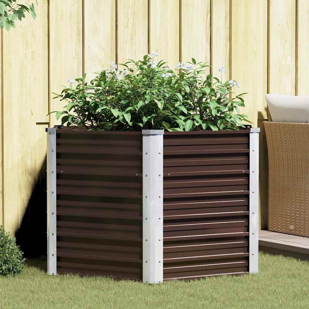 Vidaxl plantenbak verhoogd 129x129x77 cm gegalvaniseerd staal bruin