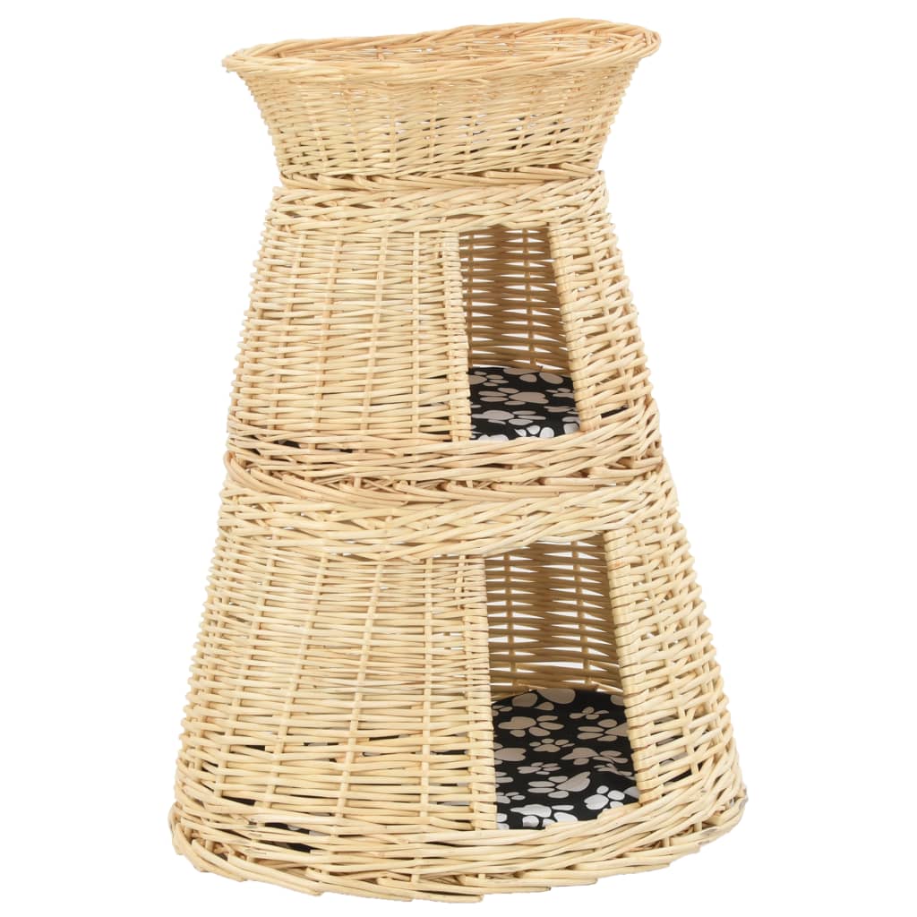 VidaXL 3-teiliges Katzenbett-Set mit Kissen 47x34x60cm Naturweide