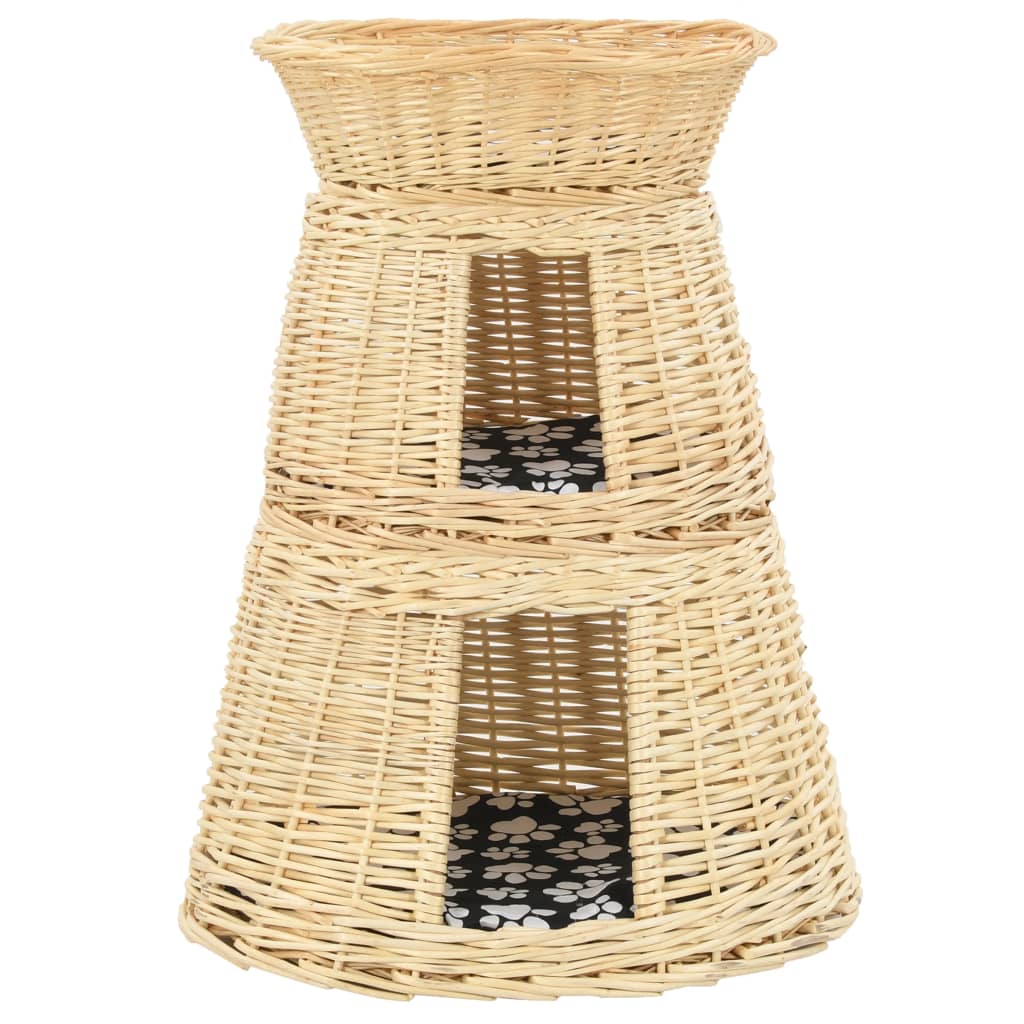 VidaXL 3-teiliges Katzenbett-Set mit Kissen 47x34x60cm Naturweide