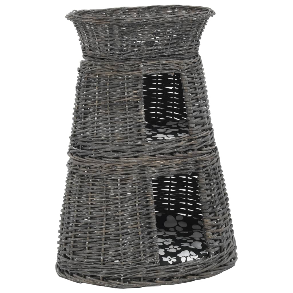 VidaXL 3-teiliges Katzenkorb-Set mit Kissen 47x34x60 cm Weide