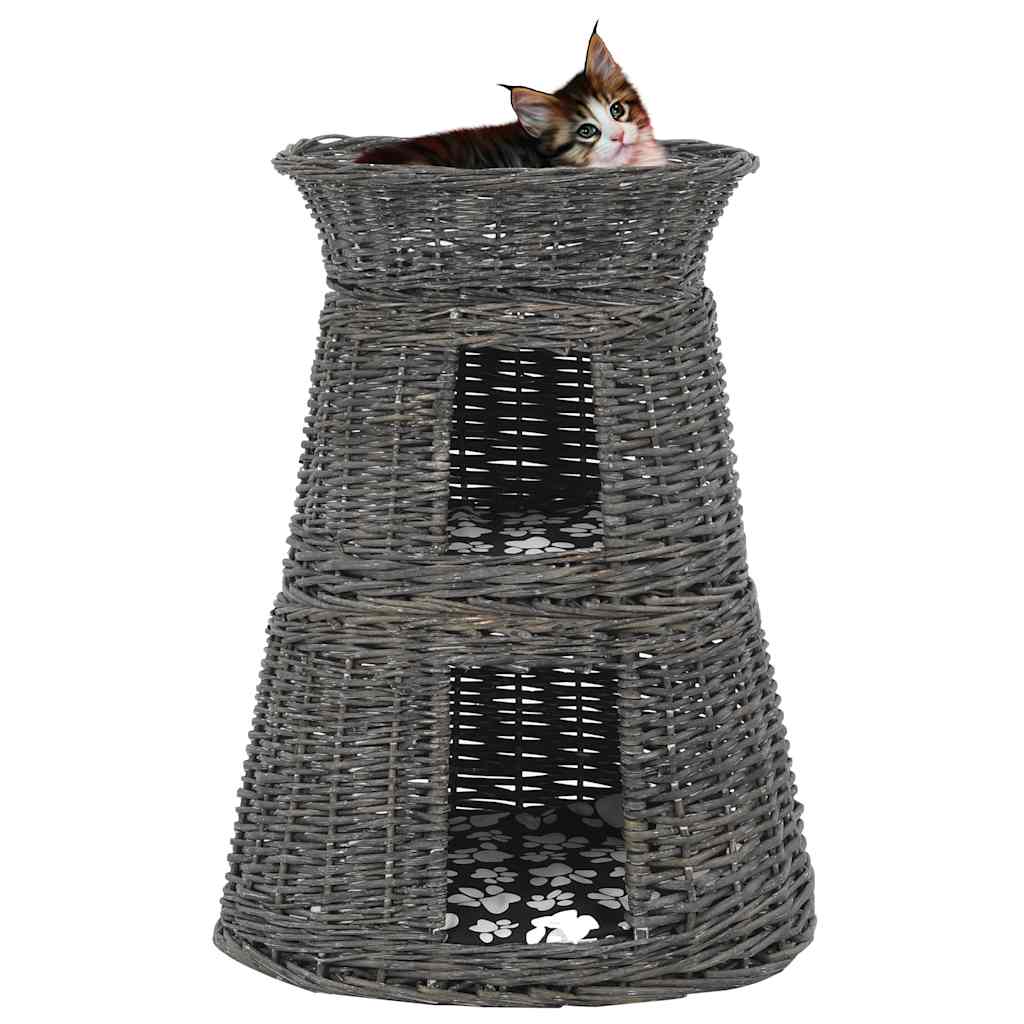VidaXL 3-teiliges Katzenkorb-Set mit Kissen 47x34x60 cm Weide