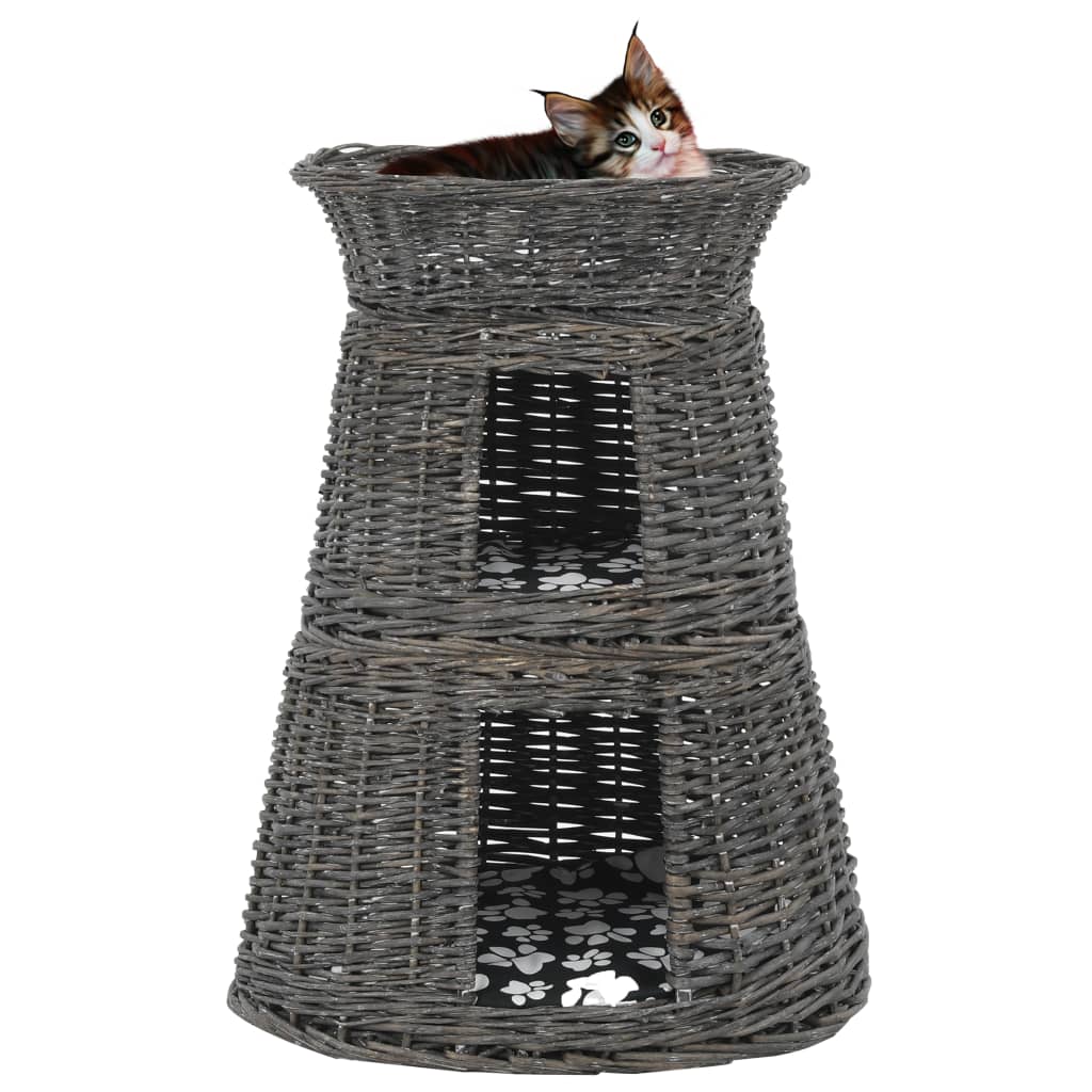 VidaXL 3-teiliges Katzenkorb-Set mit Kissen 47x34x60 cm Weide