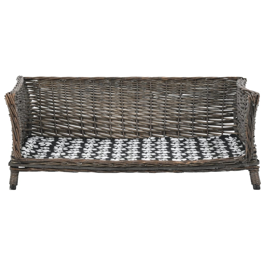 VidaXL Hundekorb mit Kissen 90x54x35 cm Naturweiden Grau