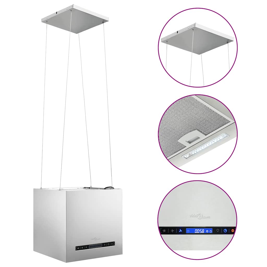 Vidaxl afzuigkap hangend met aanraaksensor lcd 37 cm roestvrij staal