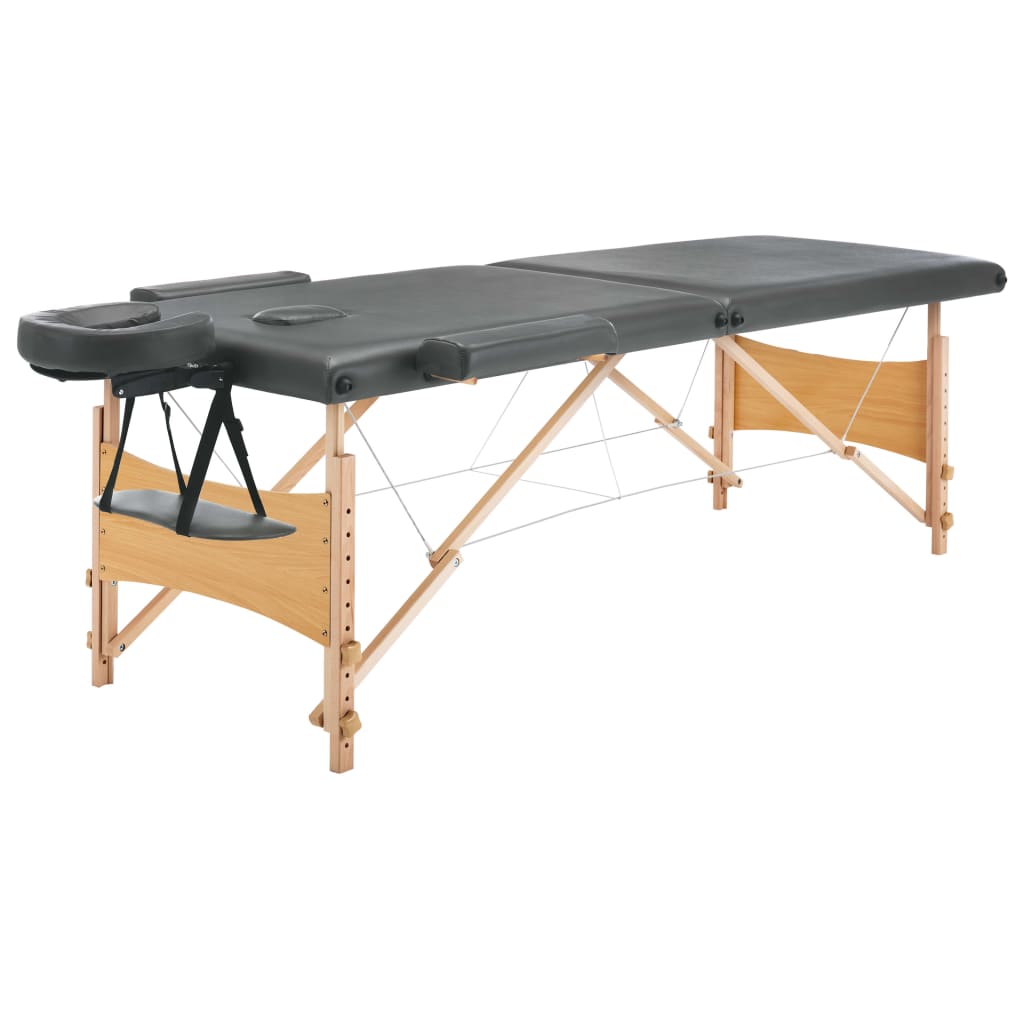 Vidaxl -Massagetisch mit 2 Söhnen 186x68 cm Holzrahmen Anthrazit
