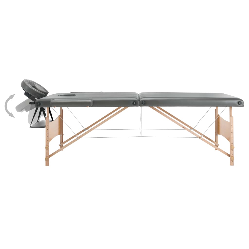 Vidaxl -Massagetisch mit 2 Söhnen 186x68 cm Holzrahmen Anthrazit