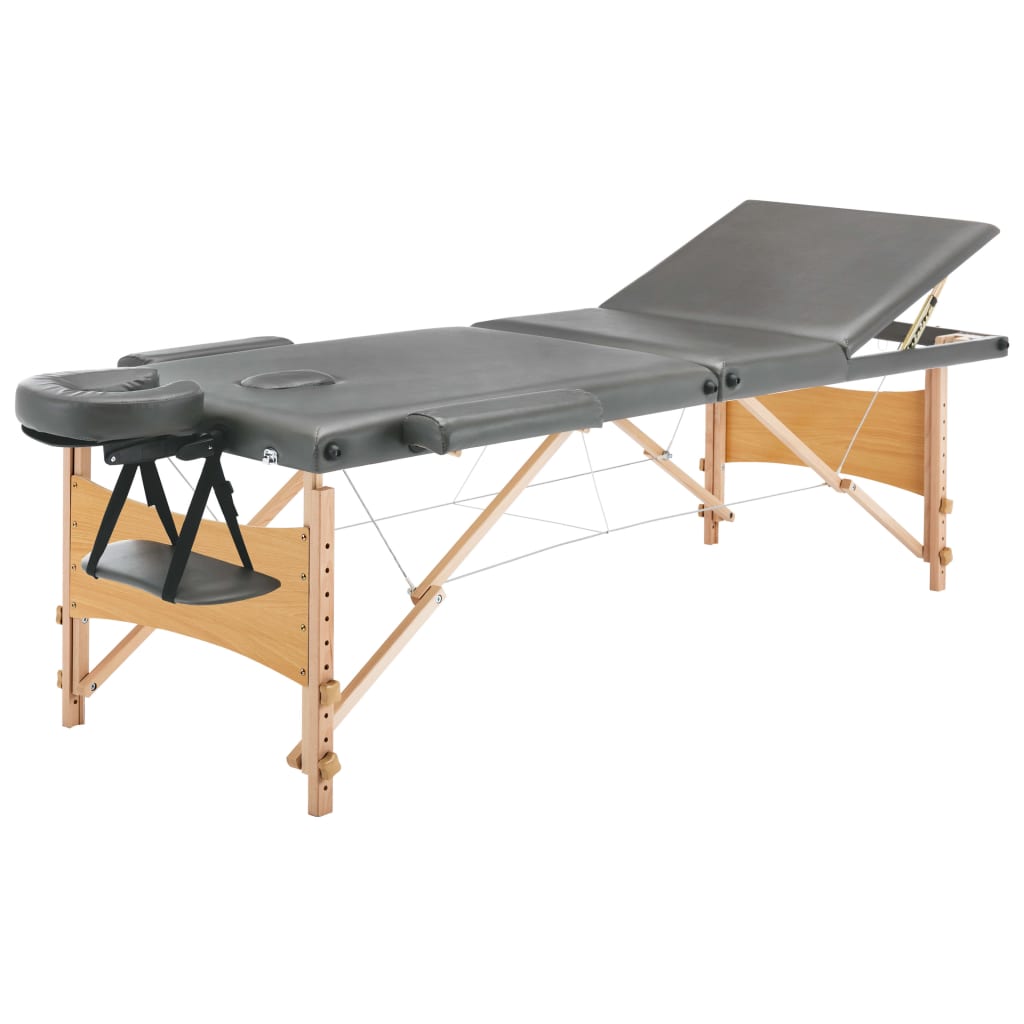 Vidaxl -Massagetisch mit 3 Söhnen 186x68 cm Holzrahmen Anthrazit