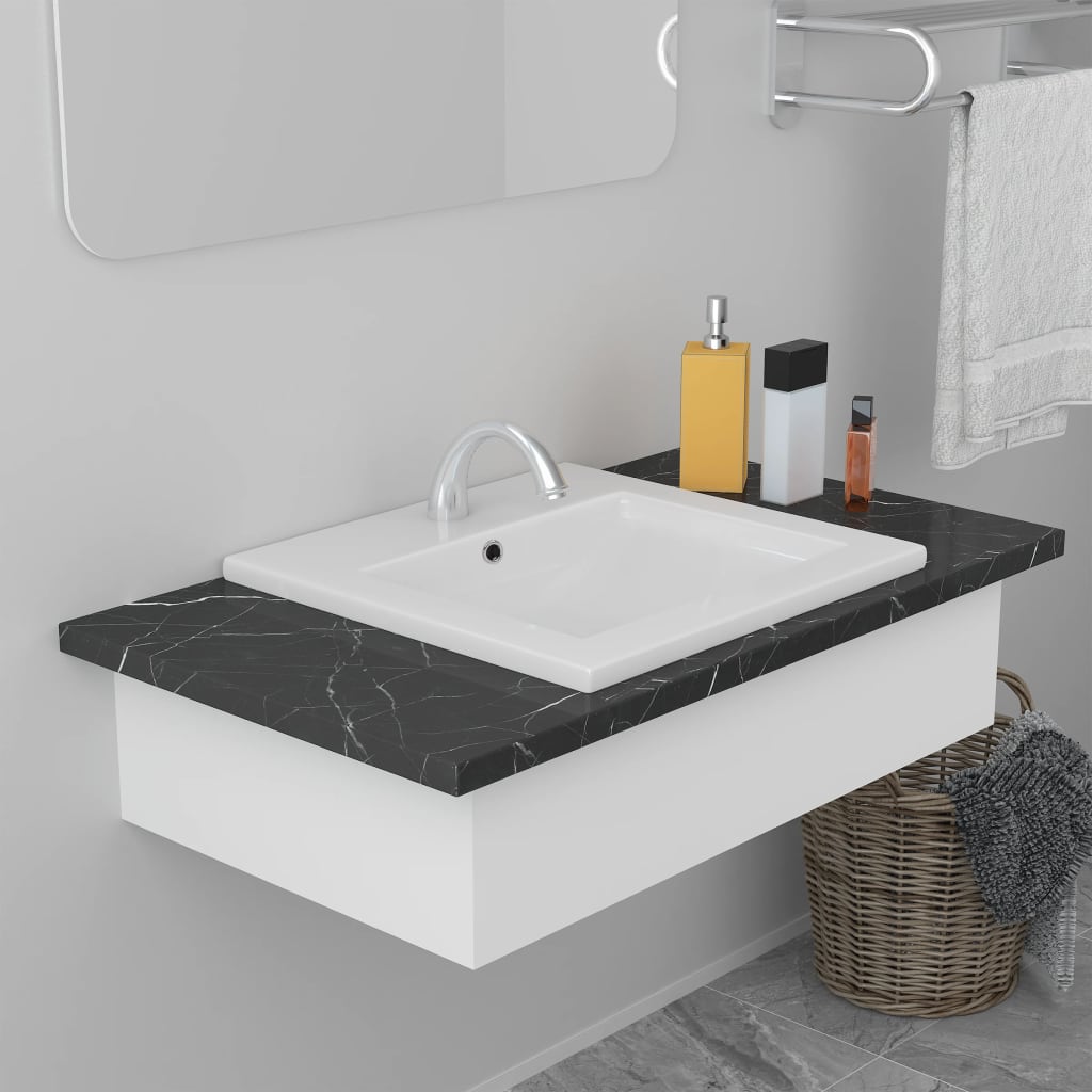 VidaXL Gebaut -in -Wasch Tafel 42x39x18 cm Keramik Weiß
