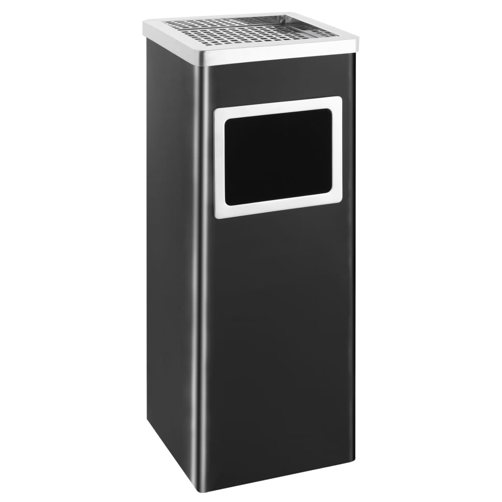 VidaXL Aschenbecher/Abfalleimer für Hotels, 36 l, Stahl, Schwarz