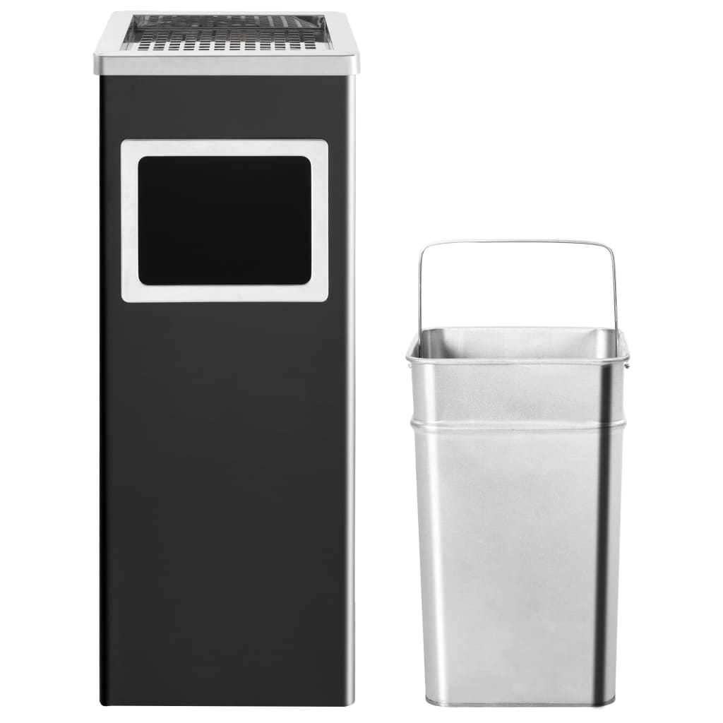 VidaXL Aschenbecher/Abfalleimer für Hotels, 36 l, Stahl, Schwarz