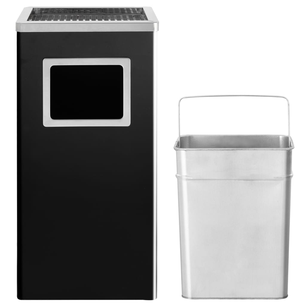 VidaXL Aschenbecher/Abfalleimer für Hotels, 45 l, Stahl, Schwarz