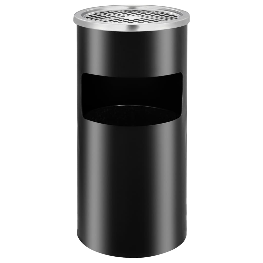 VidaXL Wandaschenbecher/Abfalleimer 26 l Stahl Schwarz