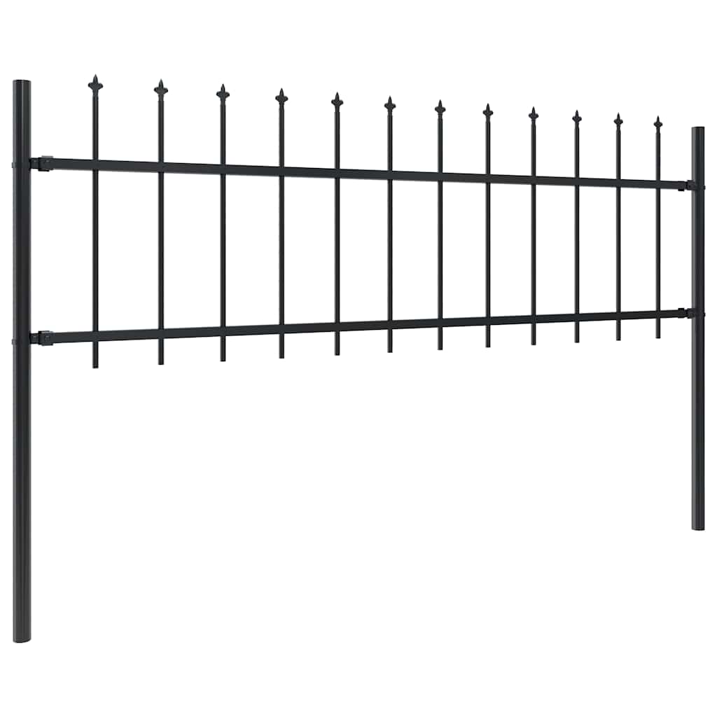 Vidaxl tuinhek met speerpunt staal 359x60 cm zwart