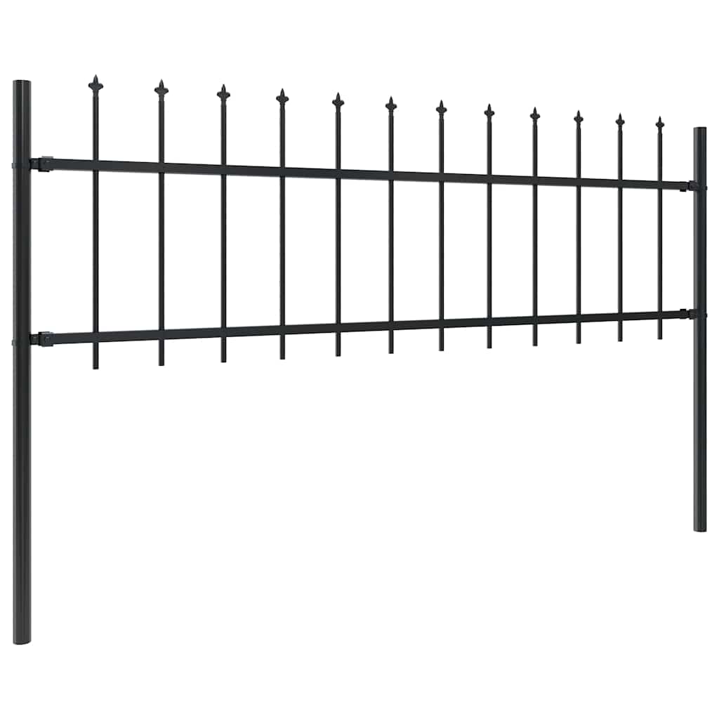 Vidaxl tuinhek met speerpunt staal 714,5x60 cm zwart