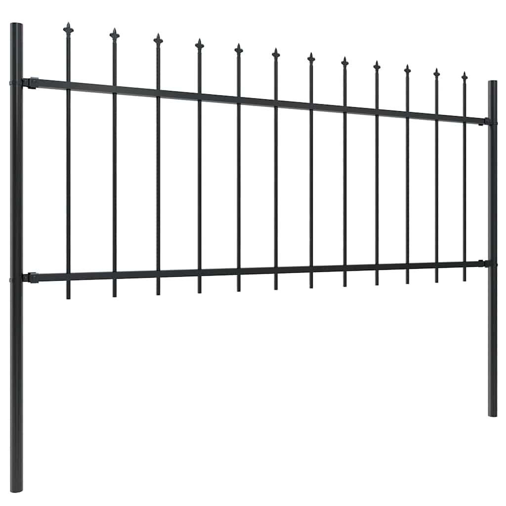 Vidaxl tuinhek met speerpunt staal 359x80 cm zwart