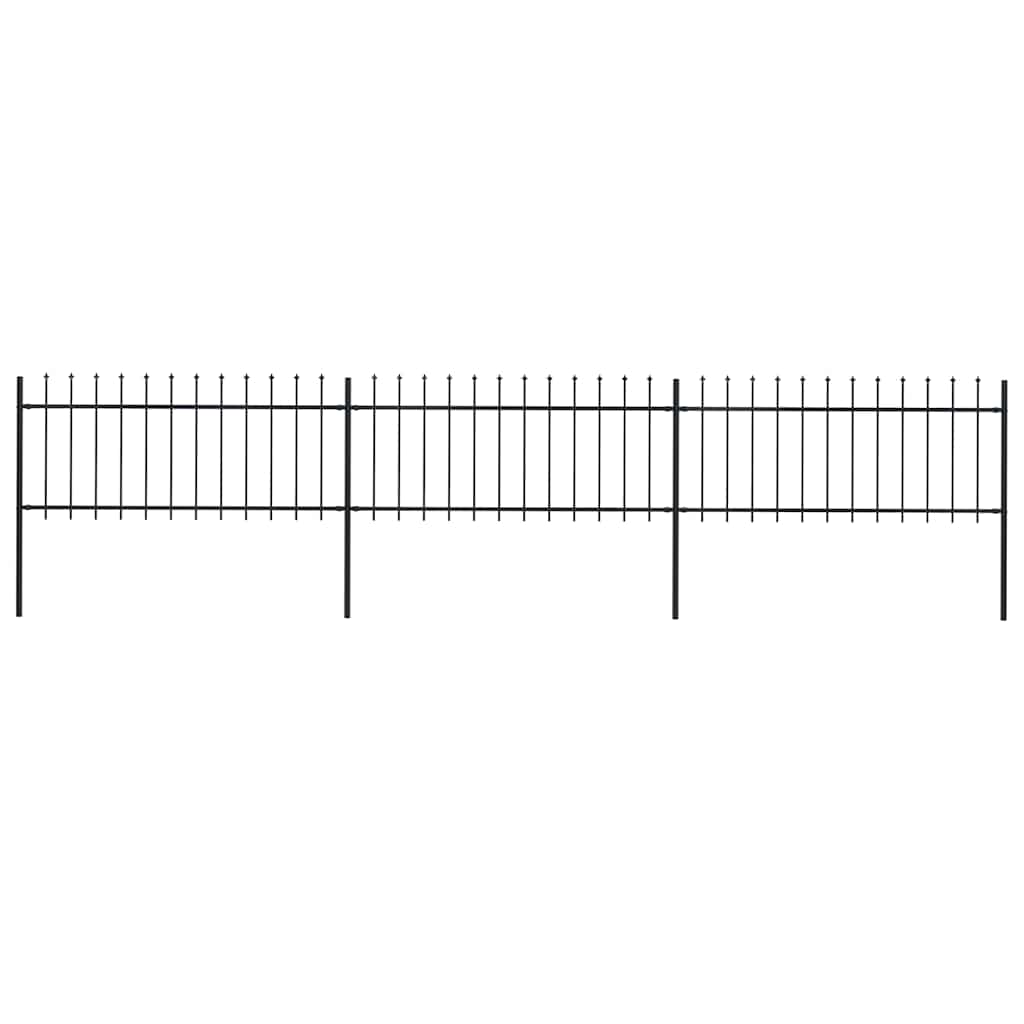 Vidaxl tuinhek met speerpunt staal 537x80 cm zwart