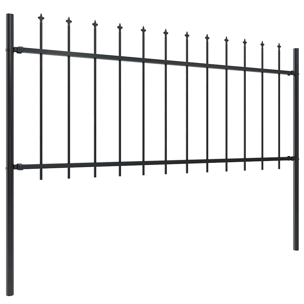 Vidaxl tuinhek met speerpunt staal 537x80 cm zwart