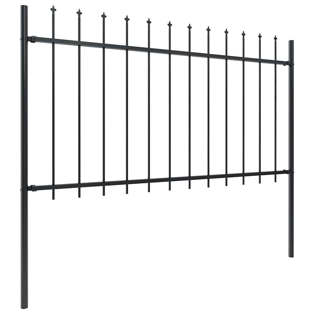 Vidaxl tuinhek met speerpunt staal 359x100 cm zwart