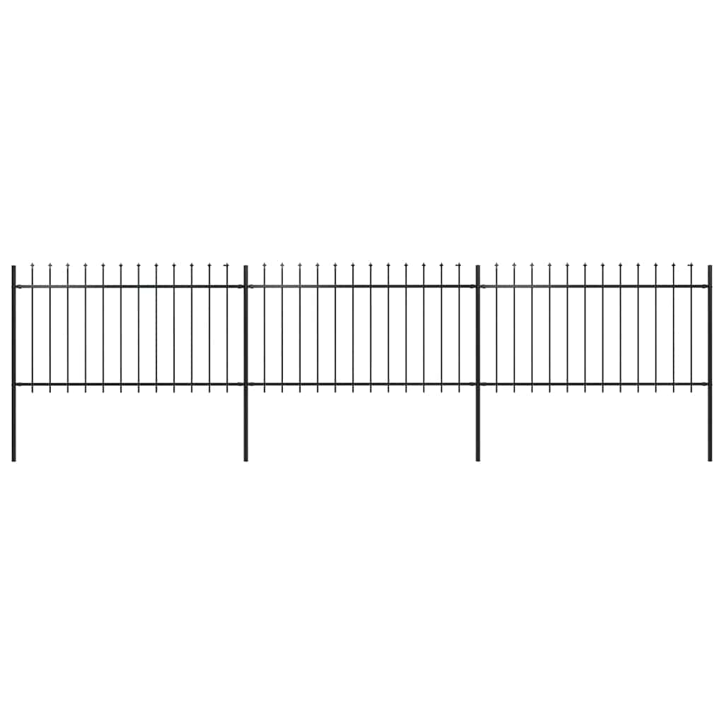 Vidaxl tuinhek met speerpunt staal 537x100 cm zwart