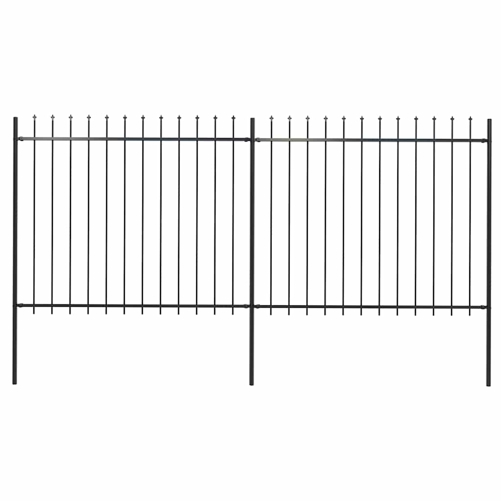 Vidaxl tuinhek met speerpunt staal 359x150 cm zwart