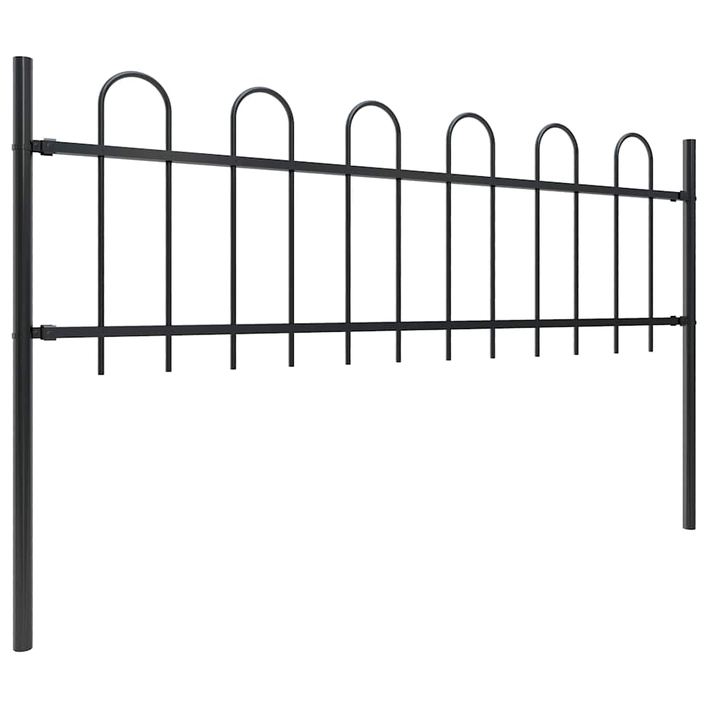 Vidaxl tuinhek met ringtop staal 537x60 cm zwart