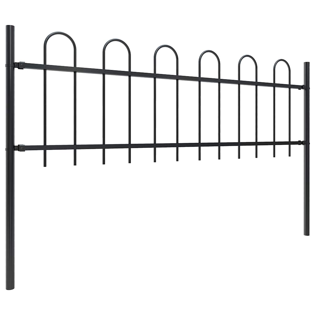 Vidaxl tuinhek met ringtop staal 714,5x60 cm zwart