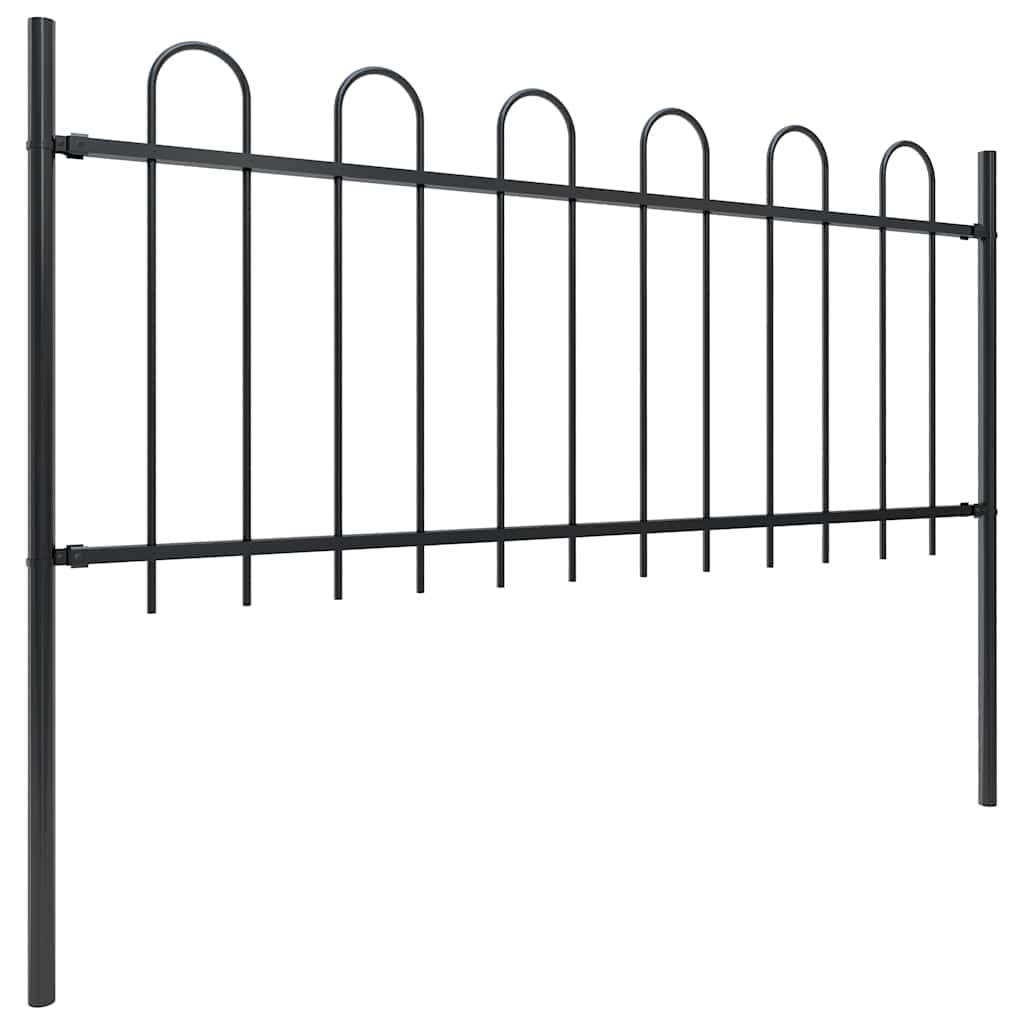 Vidaxl tuinhek met ringtop staal 359x80 cm zwart