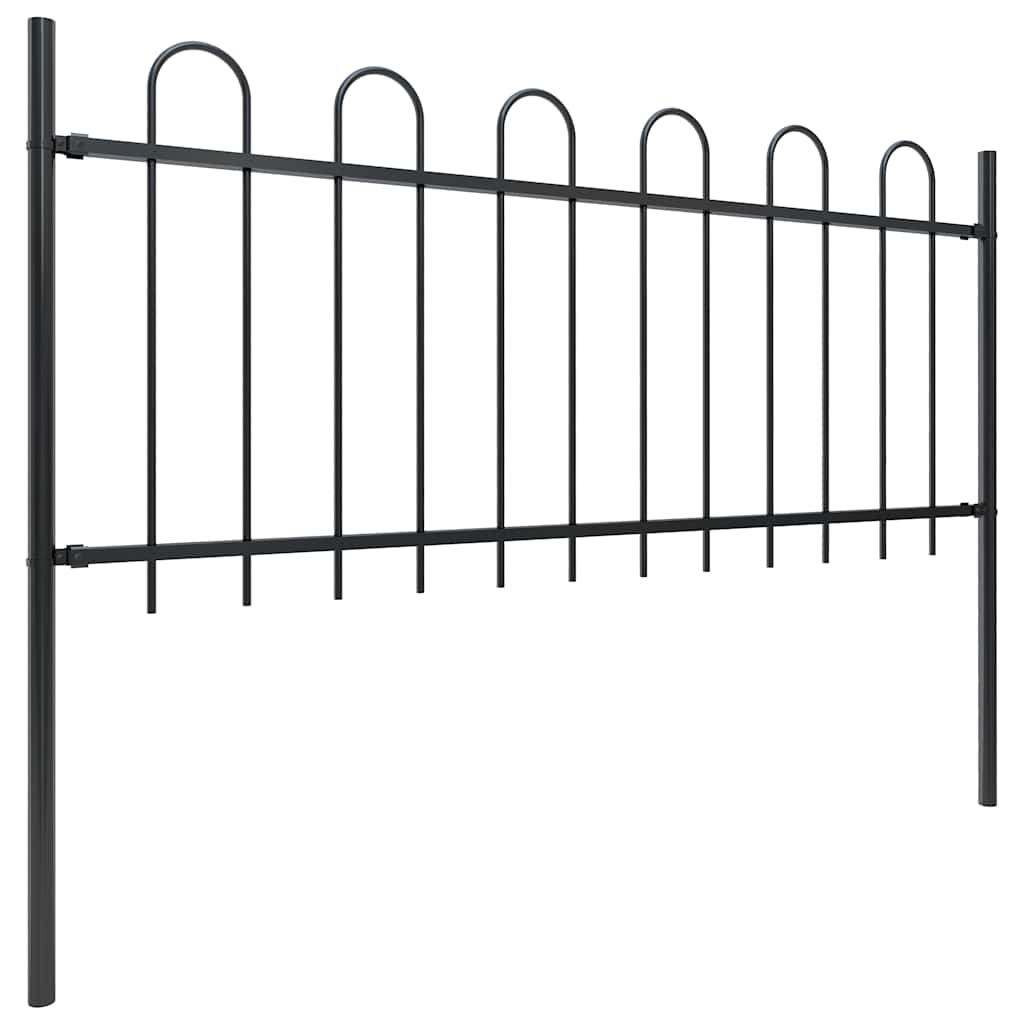 Vidaxl tuinhek met ringtop staal 537x80 cm zwart