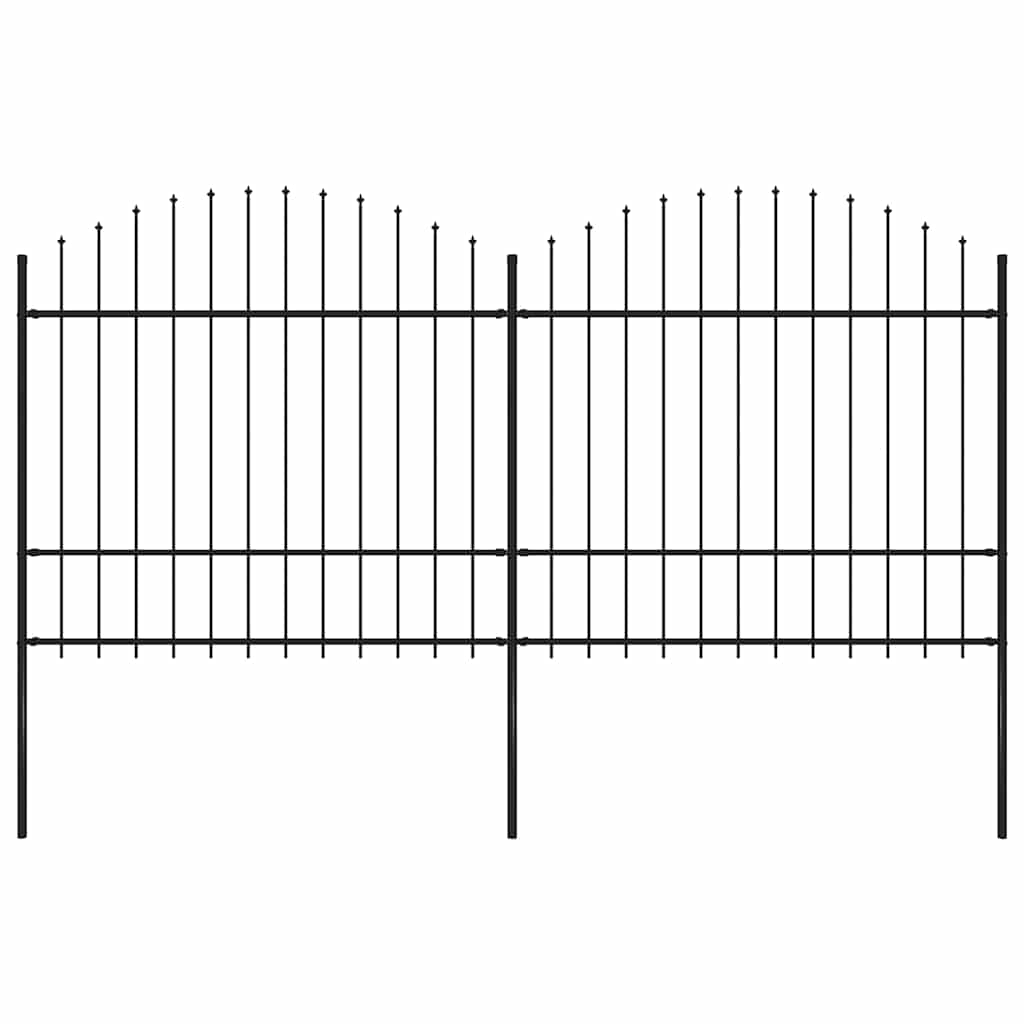 Vidaxl tuinhek met speerpunt staal 359x175 cm zwart