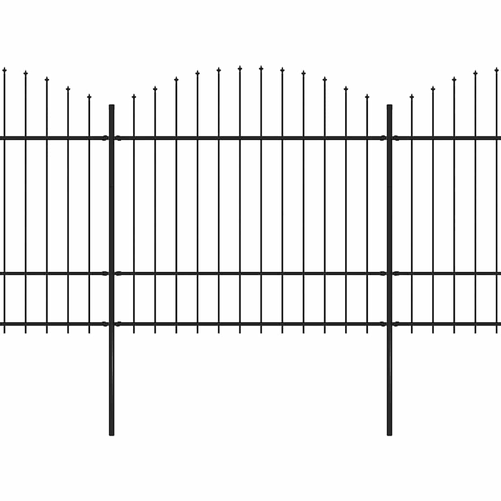 Vidaxl tuinhek met speerpunt staal 359x175 cm zwart