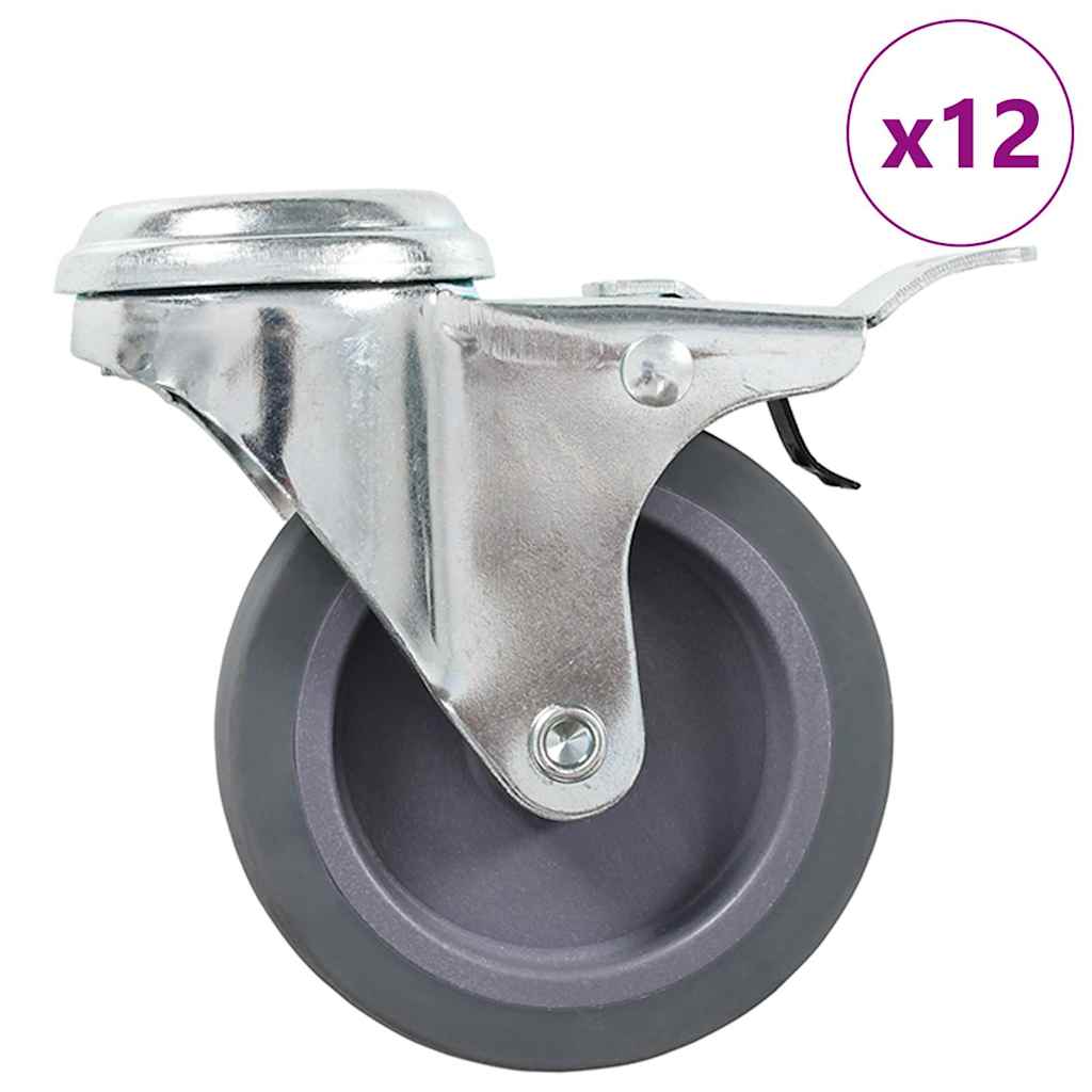 Vidaxl 12 st zwenkwielen met boutgaten 75 mm