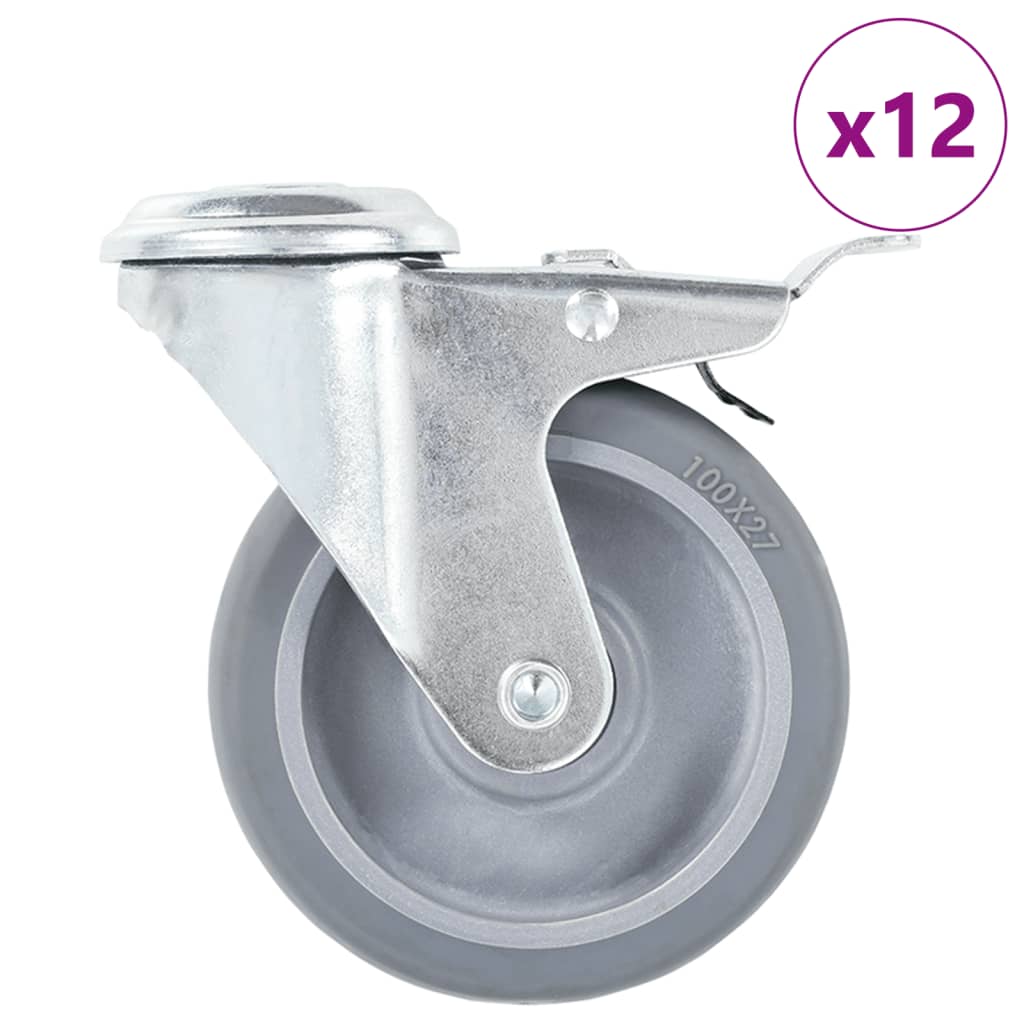 VidaXL 12 st Zwenkwielen met boutgaten 100 mm