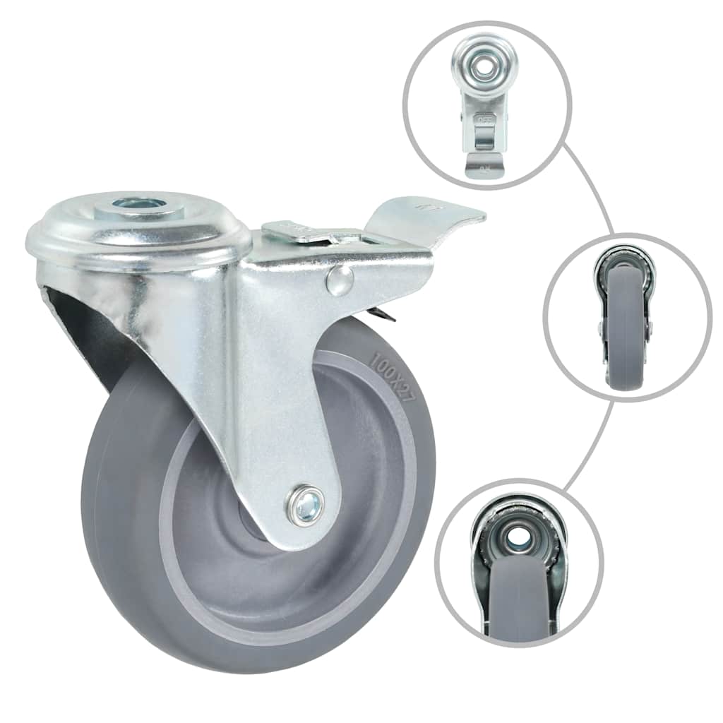 Vidaxl 12 st zwenkwielen met boutgaten 100 mm