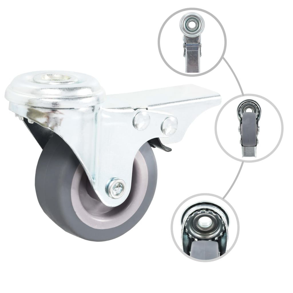 Vidaxl 8 st zwenkwielen met boutgaten 50 mm