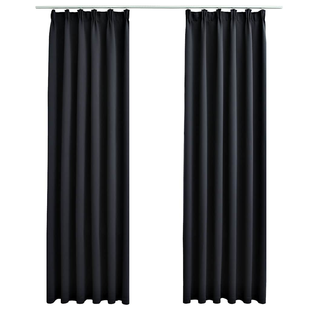 VidaXL Verdunkelungsvorhänge mit Haken, 2 Stück, 140 x 245 cm, Schwarz