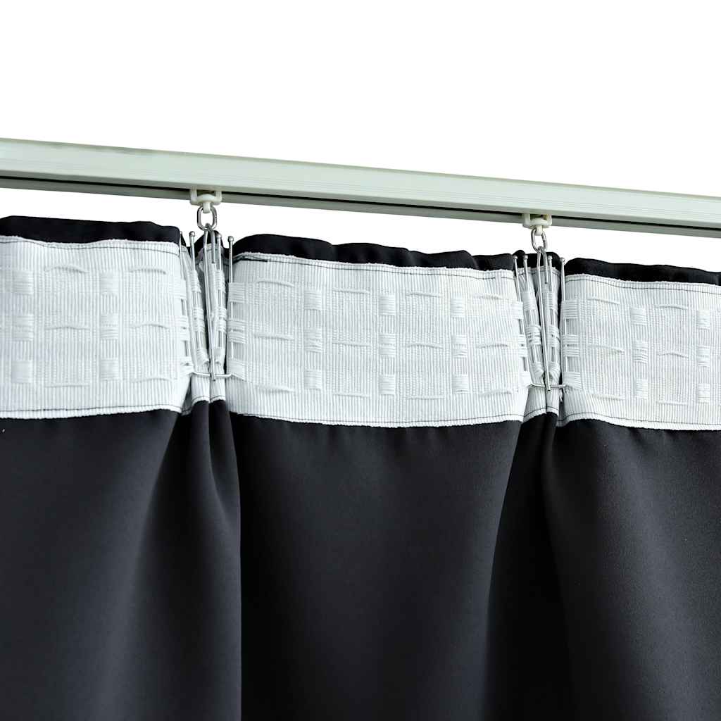VidaXL Verdunkelungsvorhänge mit Haken, 2 Stück, 140 x 245 cm, Schwarz