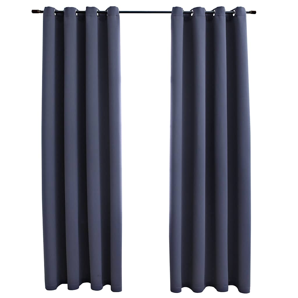 VidaXL Verdunkelungsvorhänge mit Ringen, 2 Stück, 140 x 175 cm, Anthrazit