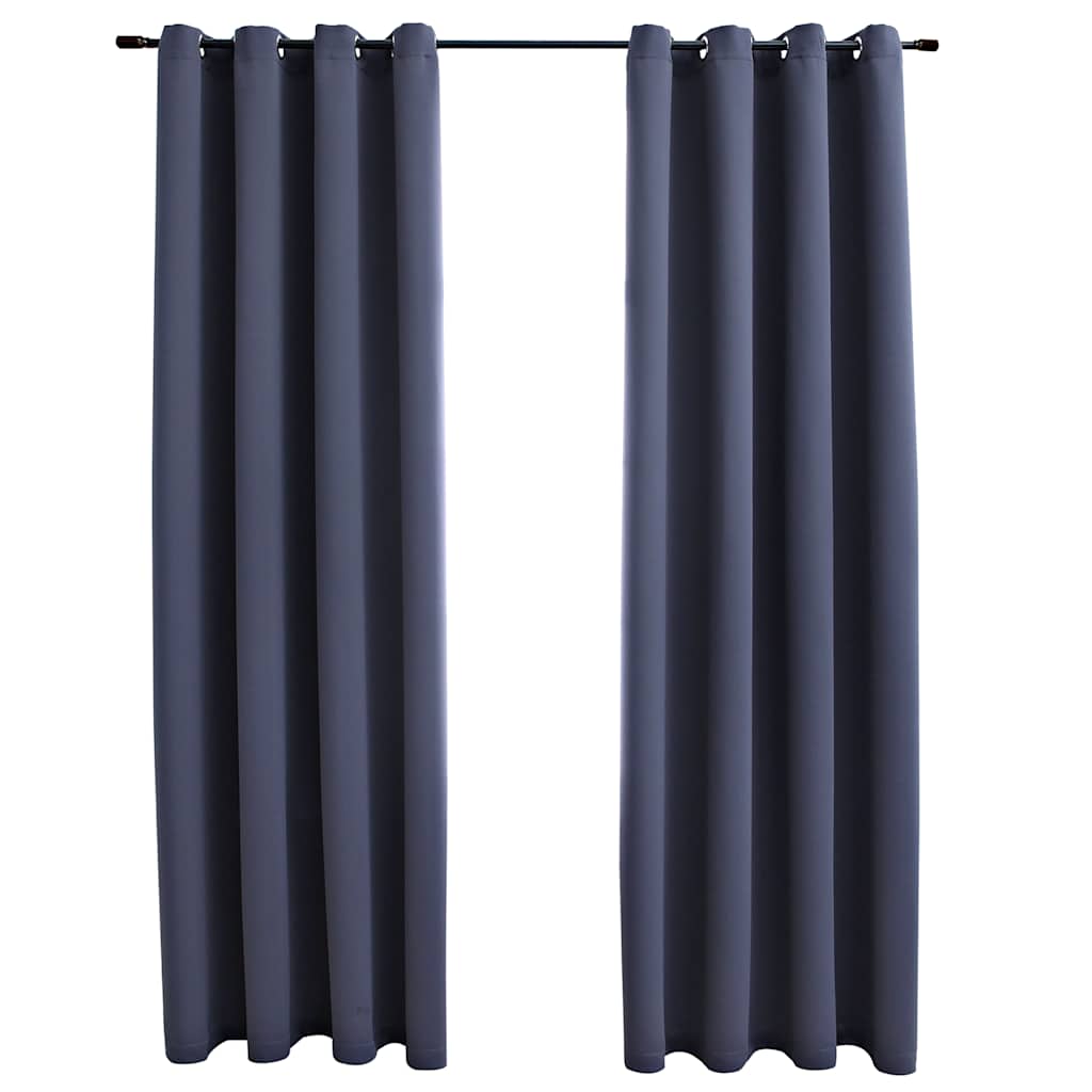 VidaXL Verdunkelungsvorhänge mit Ringen, 2 Stück, 140 x 225 cm, Anthrazit