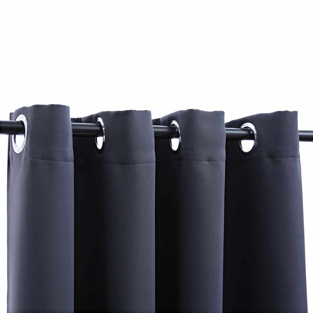 VidaXL Verdunkelungsvorhänge mit Ringen, 2 Stück, 140 x 225 cm, Anthrazit