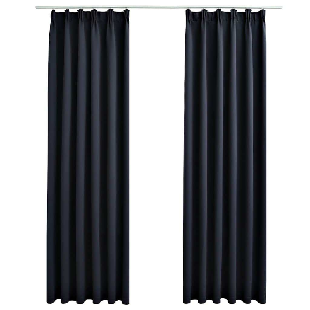 VidaXL Verdunkelungsvorhänge mit Haken, 2 Stück, 140 x 175 cm, Anthrazit