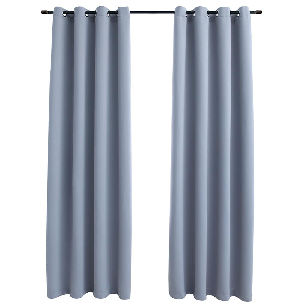 VidaXL Verdunkelungsvorhang mit Metallringen, 2 Stück, 140 x 175 cm, Grau