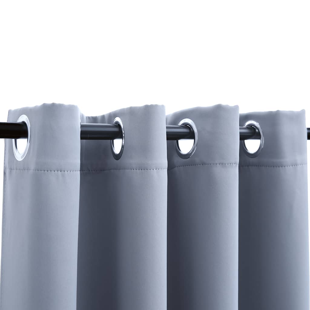 VidaXL Verdunkelungsvorhang mit Metallringen, 2 Stück, 140 x 175 cm, Grau