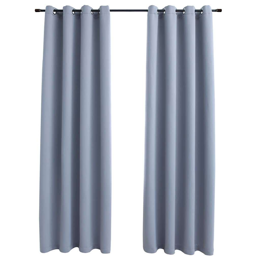 VidaXL Verdunkelungsvorhang mit Metallringen, 2 Stück, 140 x 225 cm, Grau