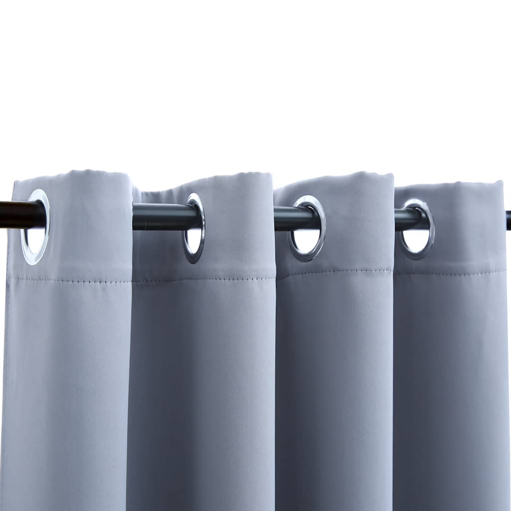 VidaXL Verdunkelungsvorhang mit Metallringen, 2 Stück, 140 x 225 cm, Grau