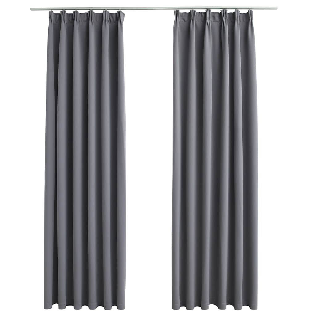 VidaXL Verdunkelungsvorhänge mit Haken, 2 Stück, 140 x 175 cm, Grau